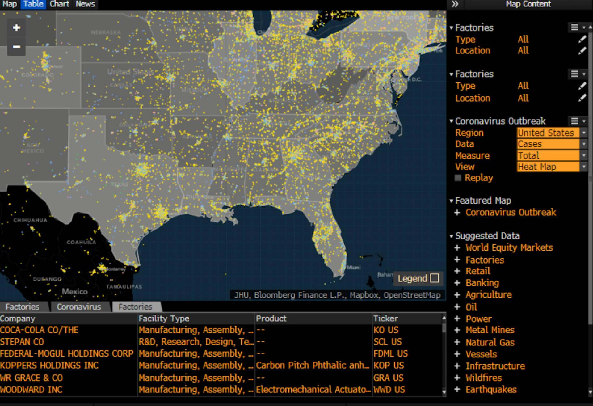 新型コロナウイルスのニュース＆情報をマップで可視化｜ブルームバーグのマッピングツールが登場 tech200423_covid_map_2