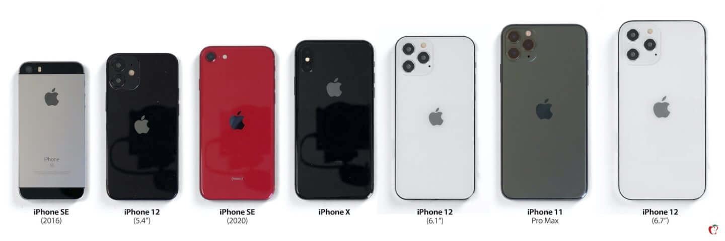 iPhone 12シリーズの全サイズのモックアップと歴代iPhoneをサイズ比較した画像が公開！