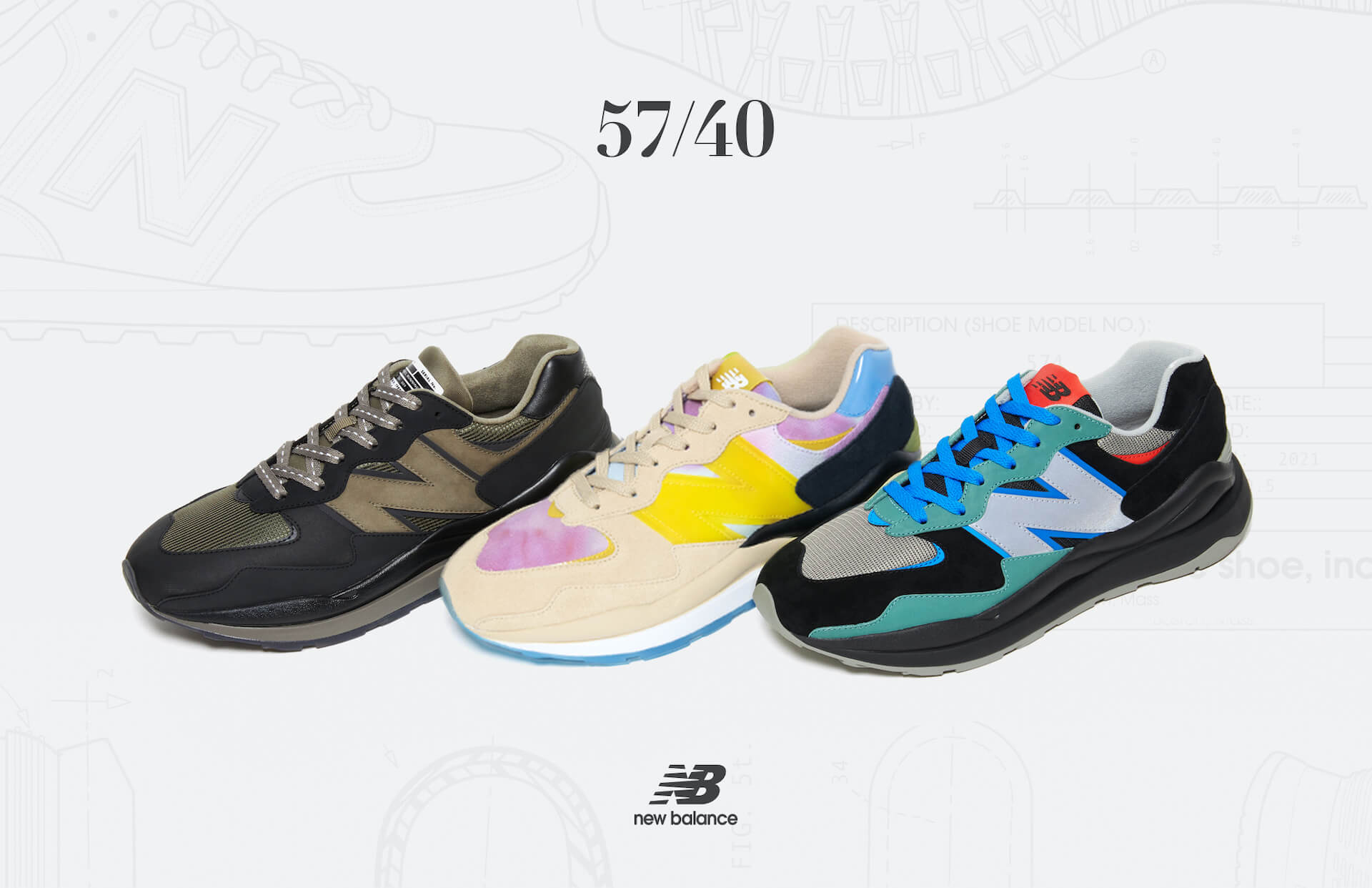 whizlimited×new balance スニーカー ニューバランスの次世代スニーカー『57／40』にコラボモデル3種が新