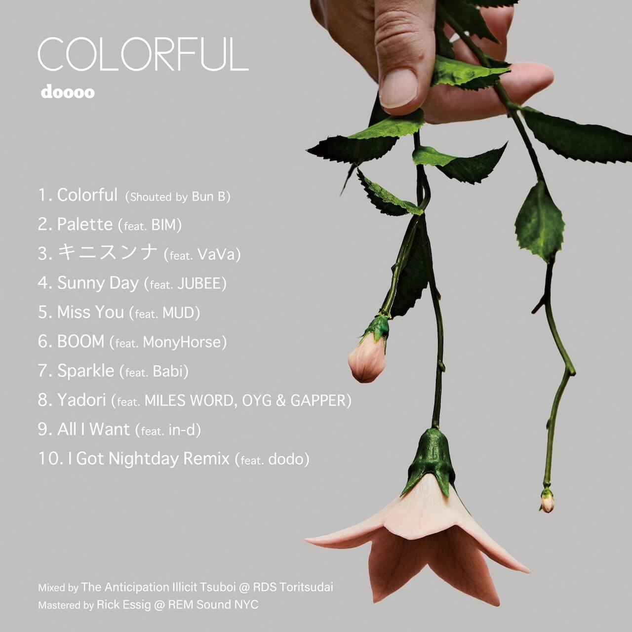 doooo、人肉フラワーが華麗に咲く2ndアルバム『COLORFUL』からMUDが客演した「Miss You」がリリース music210929-doooo-3