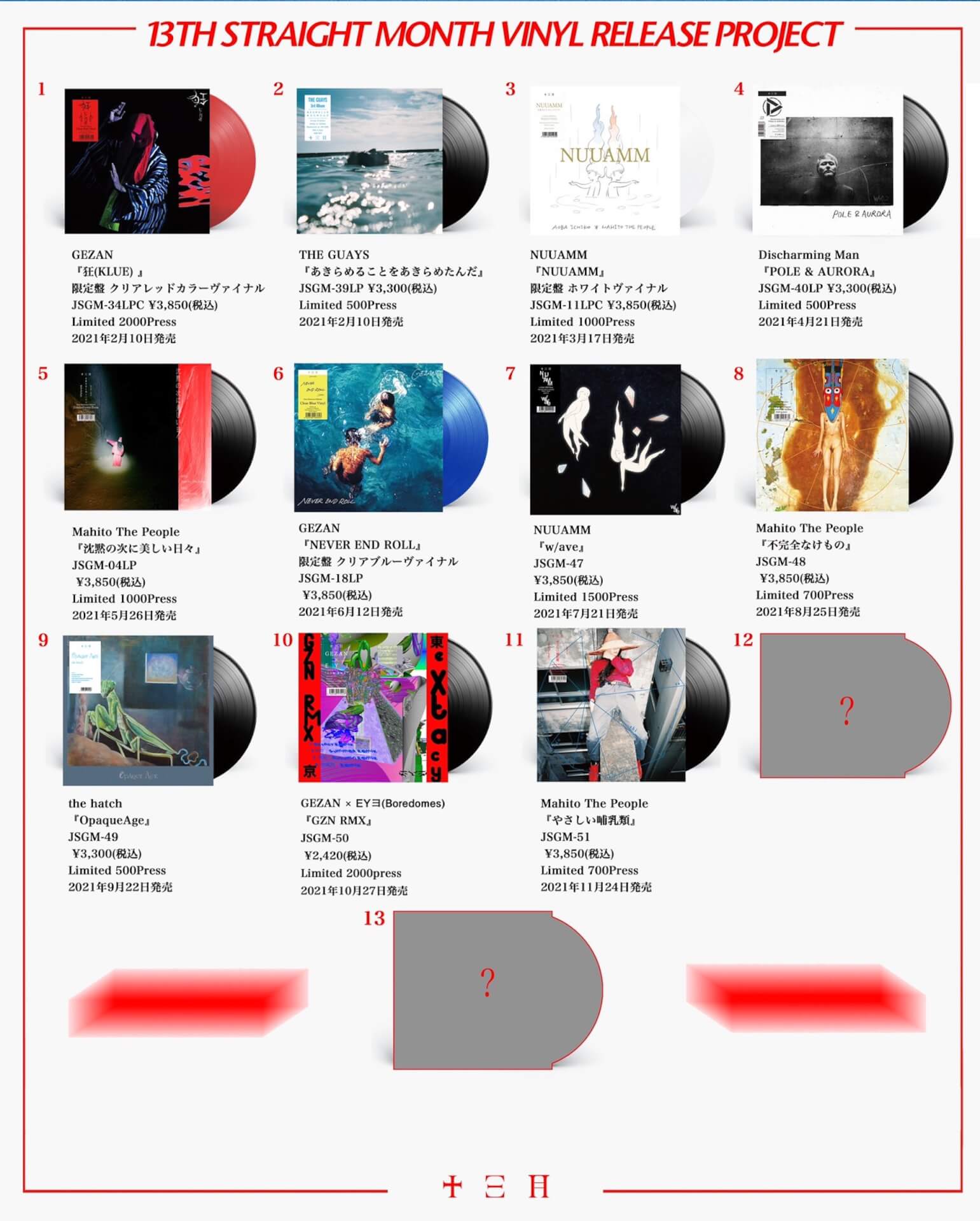 〈十三月〉13ヶ月連続レコードリリース第11弾！マヒトゥ・ザ・ピーポーの4thアルバム『やさしい哺乳類』が発売決定 music211015-jusangatsurecords-01