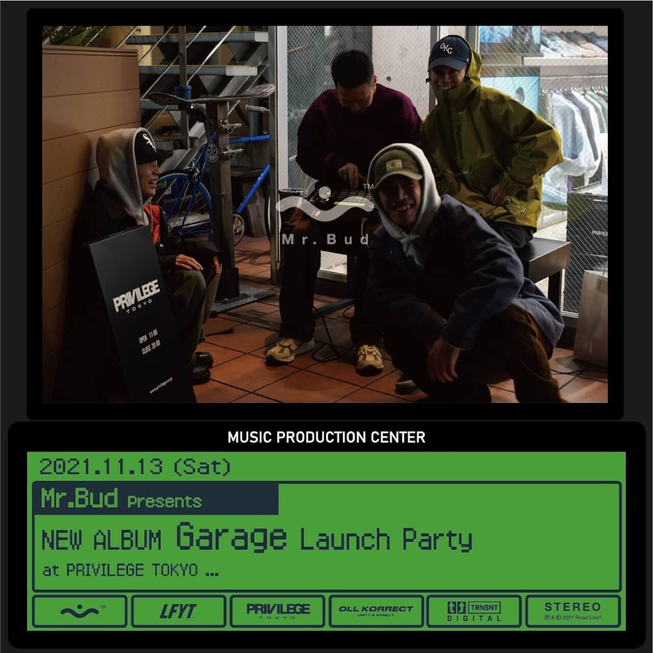 〈Oll Korrect〉のMr.Bud、新作『Garage』のローンチパーティをPRIVILEGE TOKYOで開催 music211108-mrbud-garage-5