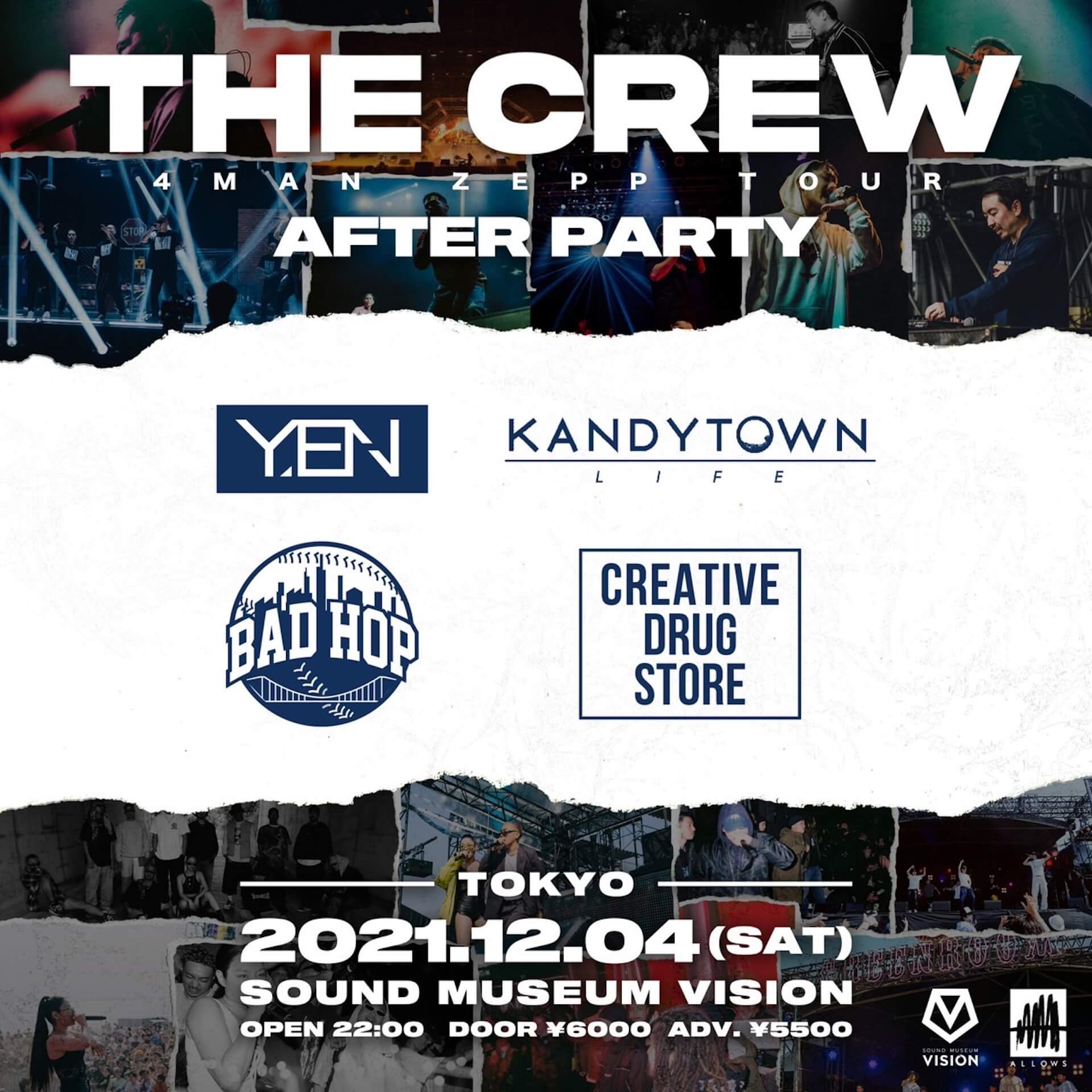 BAD HOP、CreativeDrugStore、KANDYTOWN、YENTOWNの4大クルー集結！＜THE CREW＞のアフターパーティーがVISIONにて開催 music1129_thecrew-afterparty_1