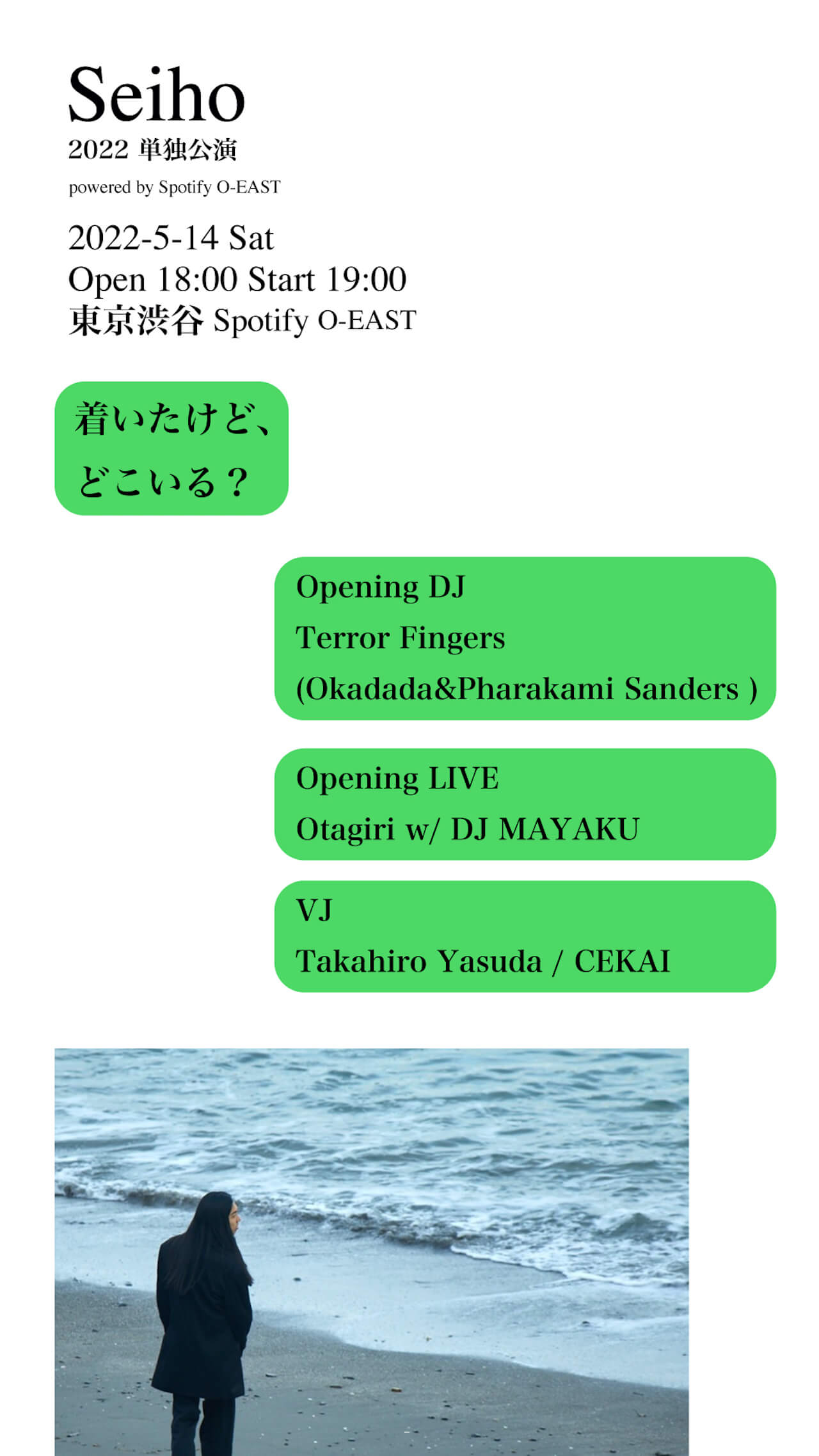 Seiho、約3年ぶりの単独公演にOtagiri＆DJ MAYAKU、Terror Fingersが出演決定｜アフターパーティーが東間屋にて開催 music220511-seiho-2