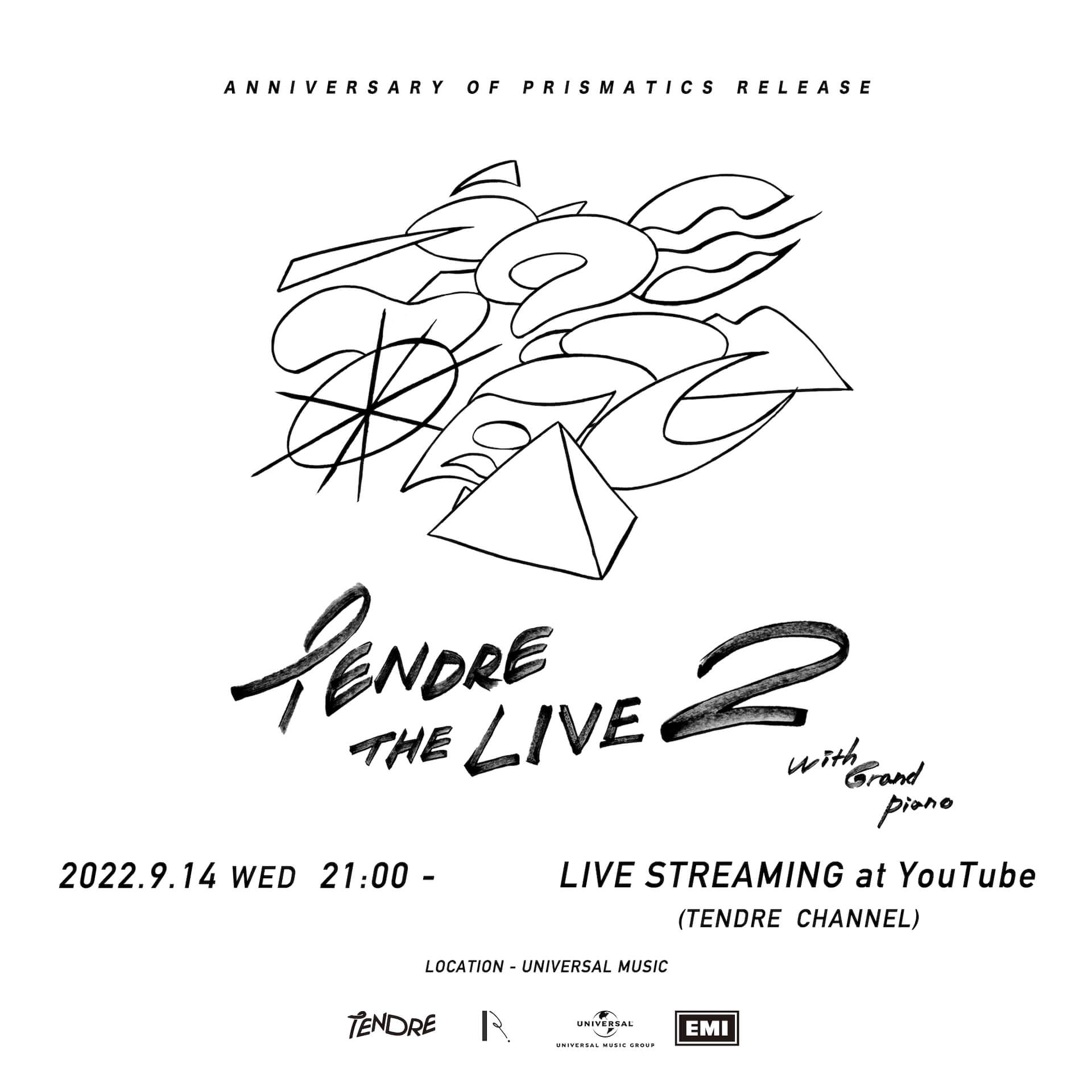 TENDRE、2ndアルバム『PRISMATICS』発売！本日YouTube生配信LIVE「TENDRE THE LIVE 2 with Grand Piano」開催 music220914-tendre-01