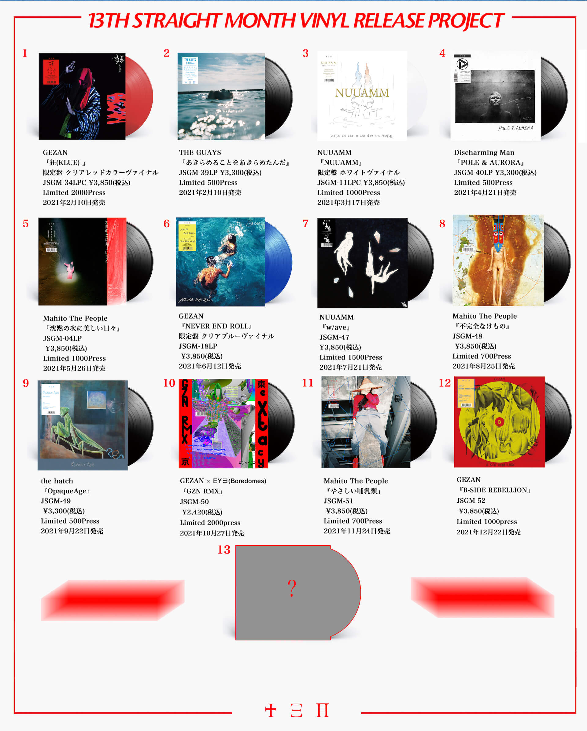 〈十三月〉13ヶ月連続レコードリリース第12弾！GEZANの『B-SIDE REBELLION』が発売決定 music211117_jusangatsurecords_02