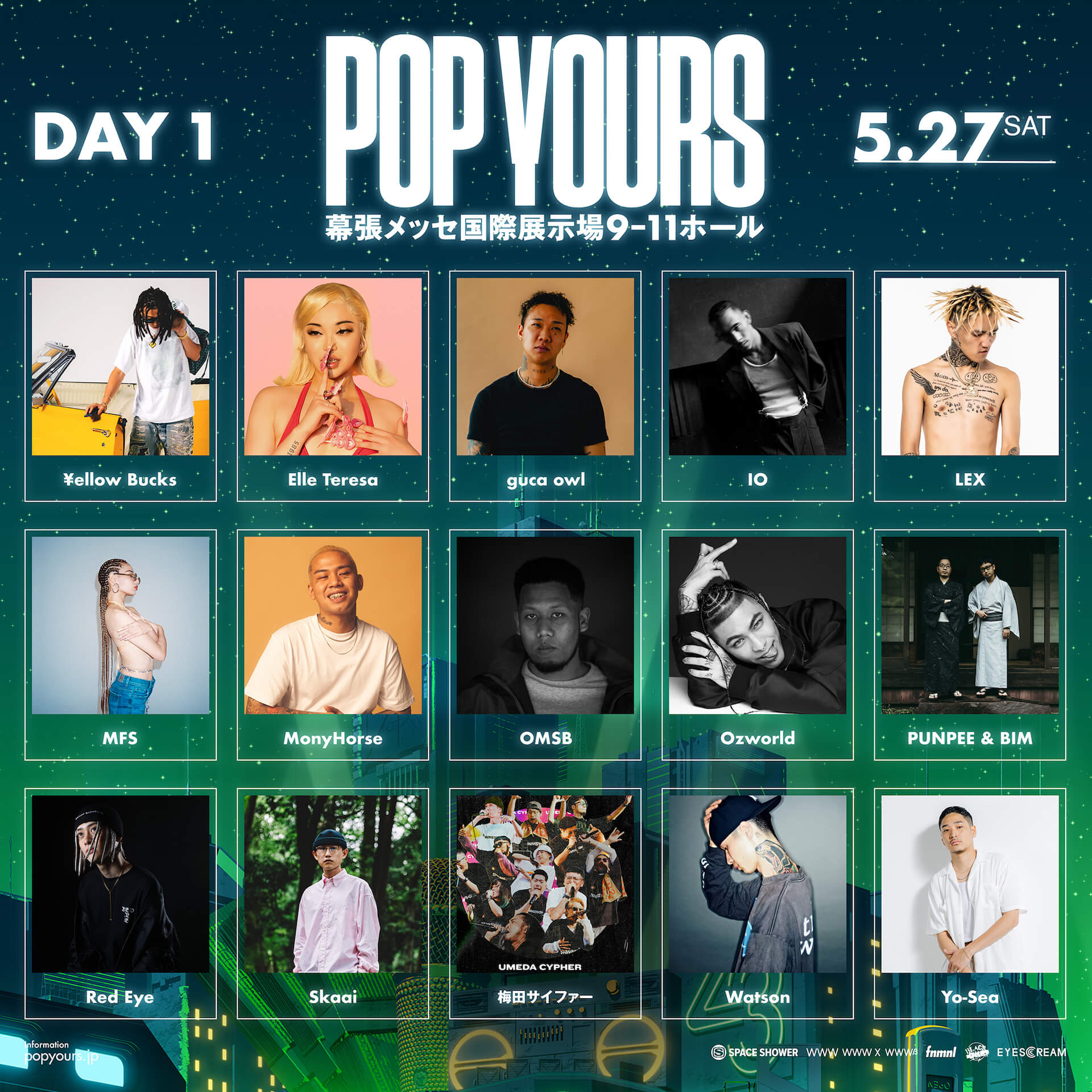 「POP YOURS 2023」ヘッドライナーの¥ellow Bucks、Awichをはじめ全29組アーティストが第1弾出演者として発表 music230119-popyours-2