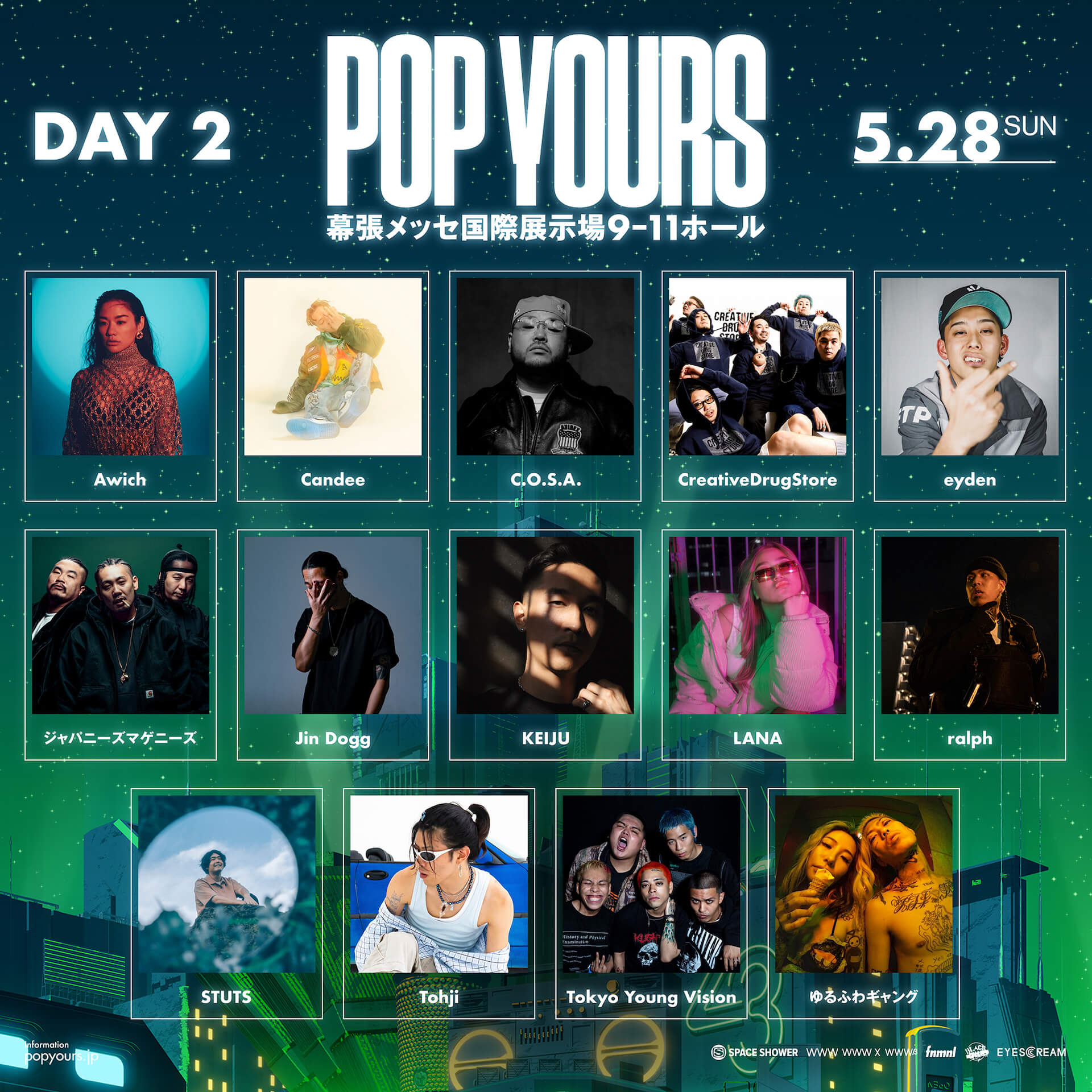 「POP YOURS 2023」ヘッドライナーの¥ellow Bucks、Awichをはじめ全29組アーティストが第1弾出演者として発表 music230119-popyours-3