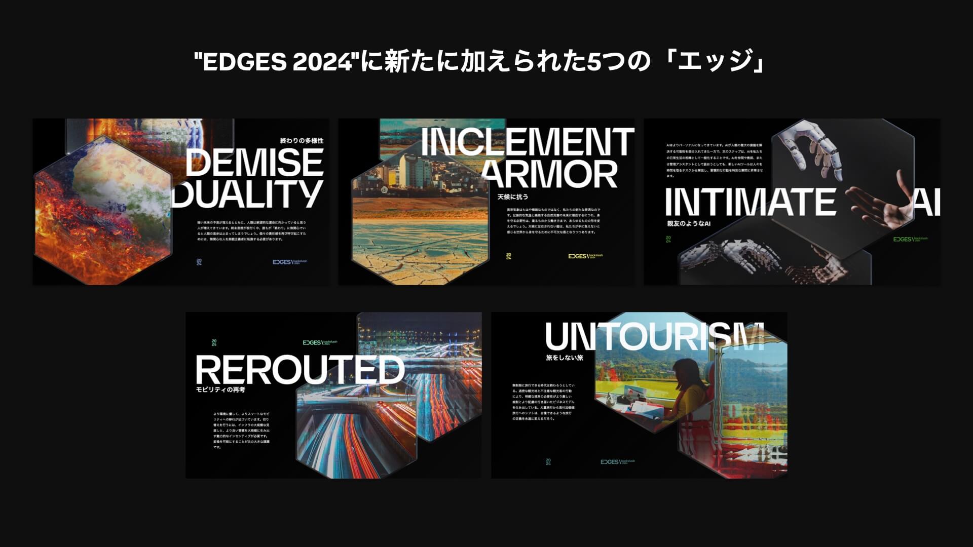 Backslashによるグローバルトレンド予測レポート「EDGES 2024」日本語版が無料公開｜『Demise Duality（終わりの多様性）』など5つの予測トレンドが新たに追加 tech240412-edges1