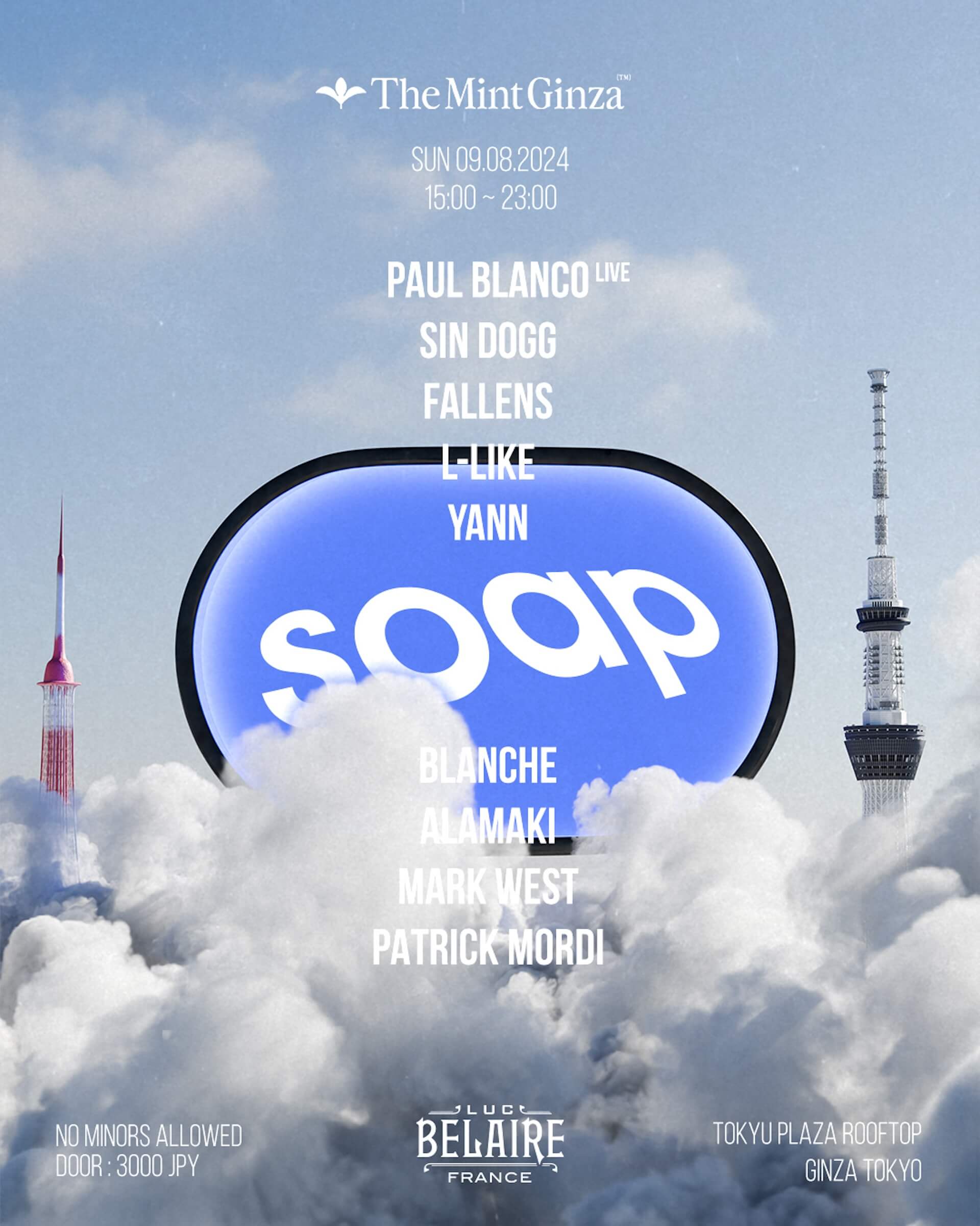 東急プラザ銀座の屋上にて1日限りのパーティー＜Soap Air Tokyo＞が開催｜Paul Blanco、Patrick Mordi、ALAMAKI、Mark Westらが出演 music240814-soap-air-tokyo2