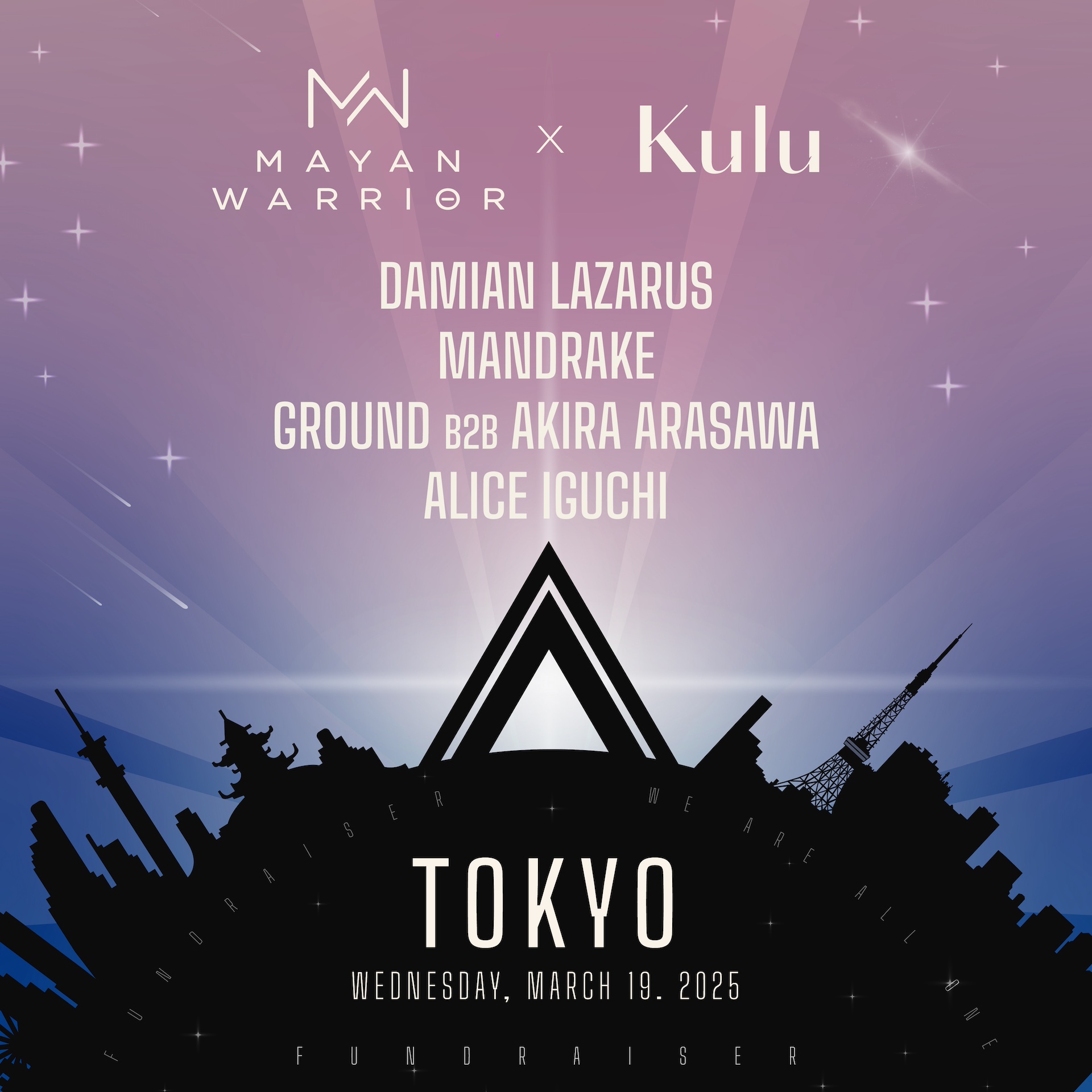 ＜MAYAN WARRIOR × KULU 2025＞東京・新木場にて開催 | DAMIAN LAZARUS／MANDRAKE／GROUND & AKIRA ARASAWAらDJ陣が出演 JAPAN-2025_MWG-LineUp_SQUARE