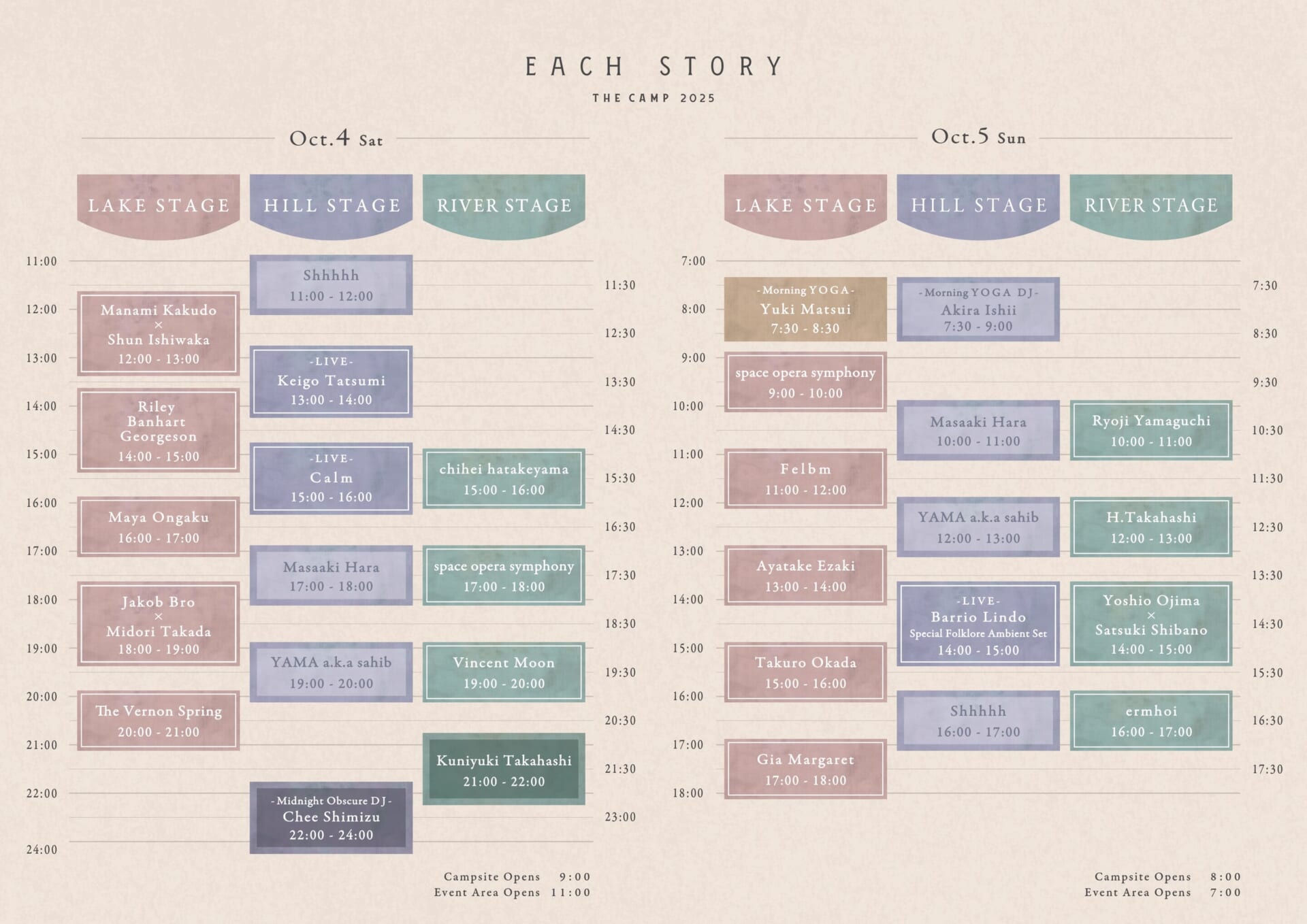 ＜EACH STORY ～THE CAMP～ 2025＞がタイムテーブルとティザー映像を公開 timetable-1920x1358