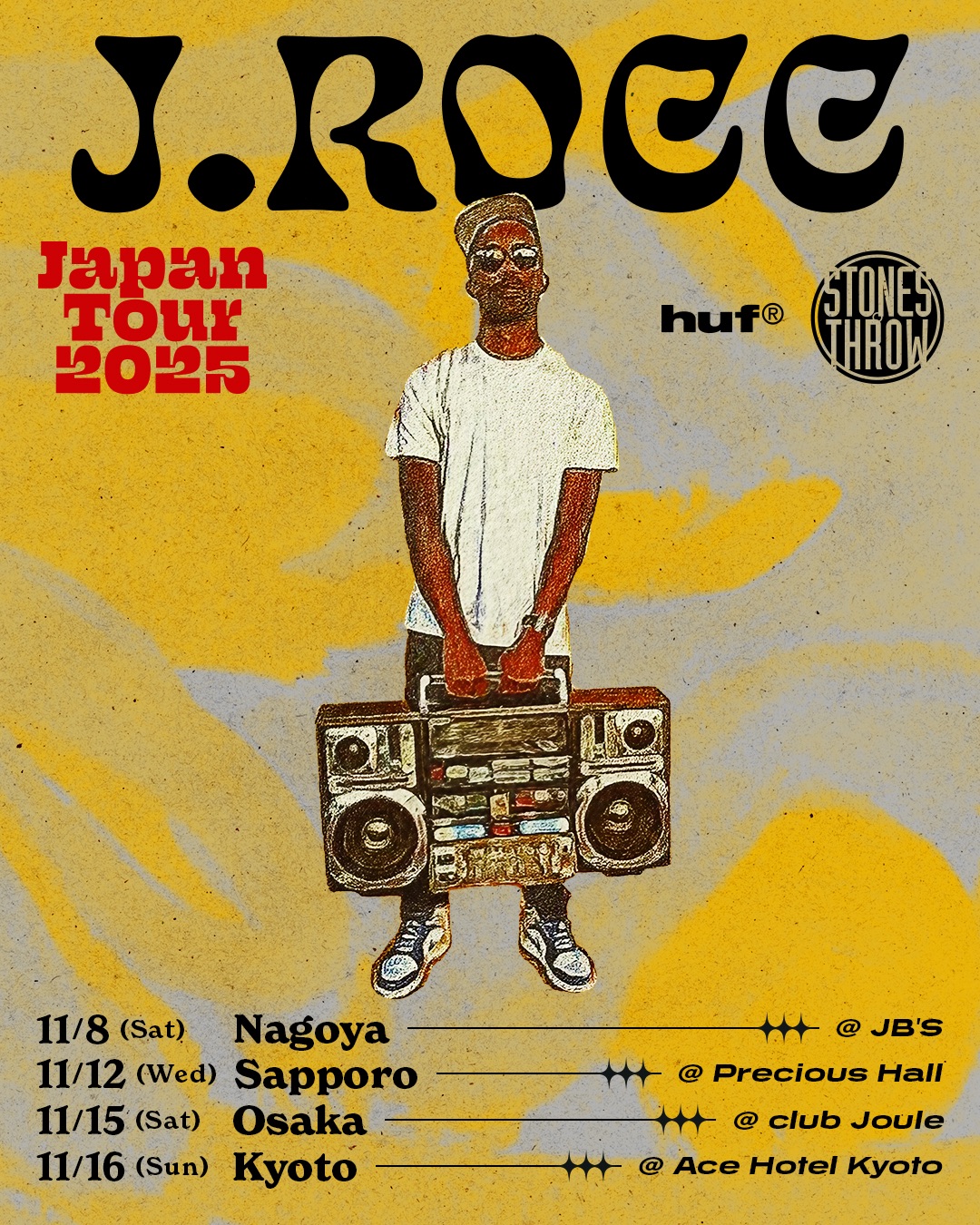 〈HUF〉がレジェンドDJ J Roccの日本ツアーを記念して〈Stones Throw〉を招いたトリプルコラボを発表 sub4-4 〈HUF〉がレジェンドDJ J Roccの日本ツアーを記念して〈Stones Throw〉を招いたトリプルコラボを発表 sub4-4