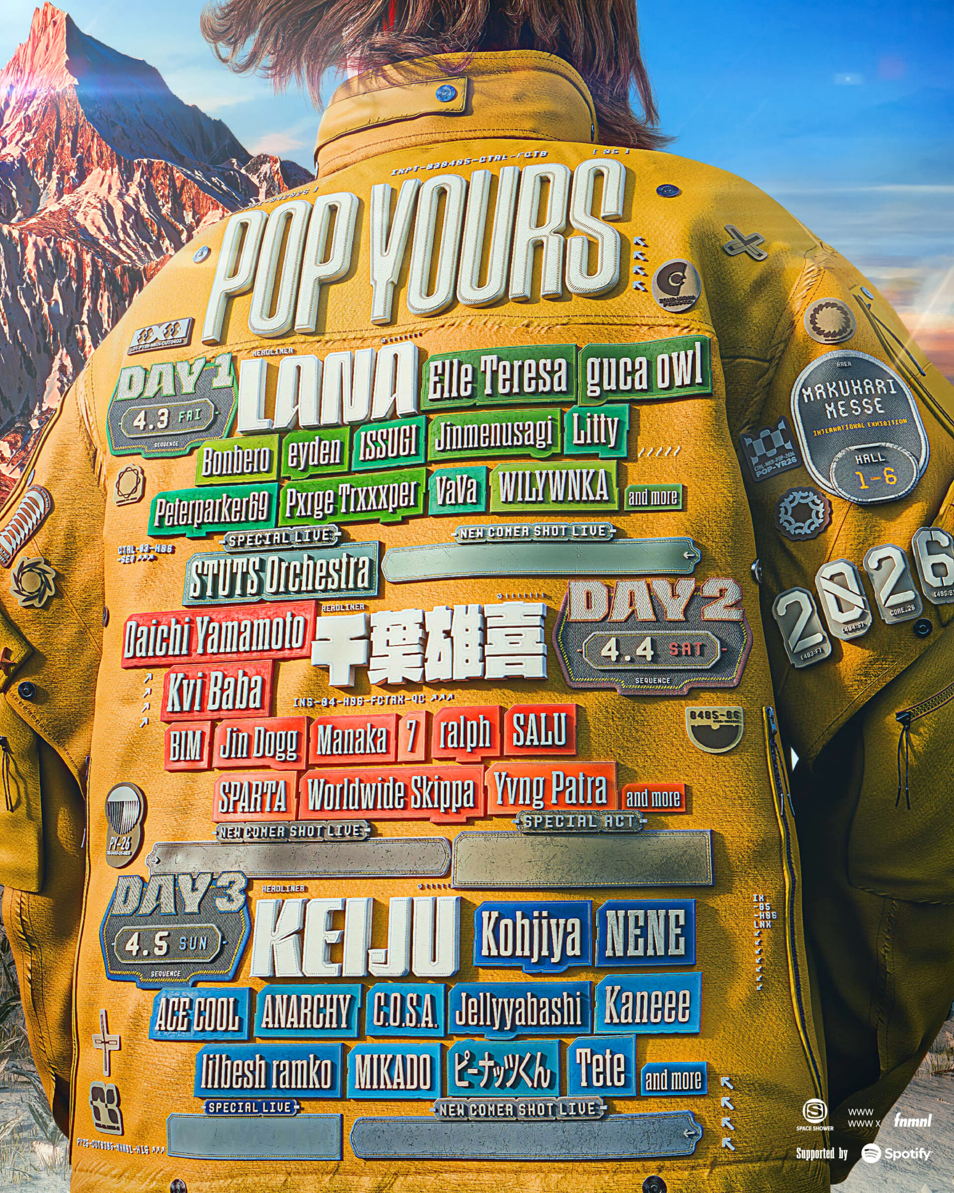 <POP YOURS 2026>が第1弾ラインアップとしてヘッドライナーのLANA、千葉雄喜、KEIJUをはじめ計37組をアナウンス PY26_KV1_1-1920x2400 <POP YOURS 2026>が第1弾ラインアップとしてヘッドライナーのLANA、千葉雄喜、KEIJUをはじめ計37組をアナウンス PY26_KV1_1-1920x2400