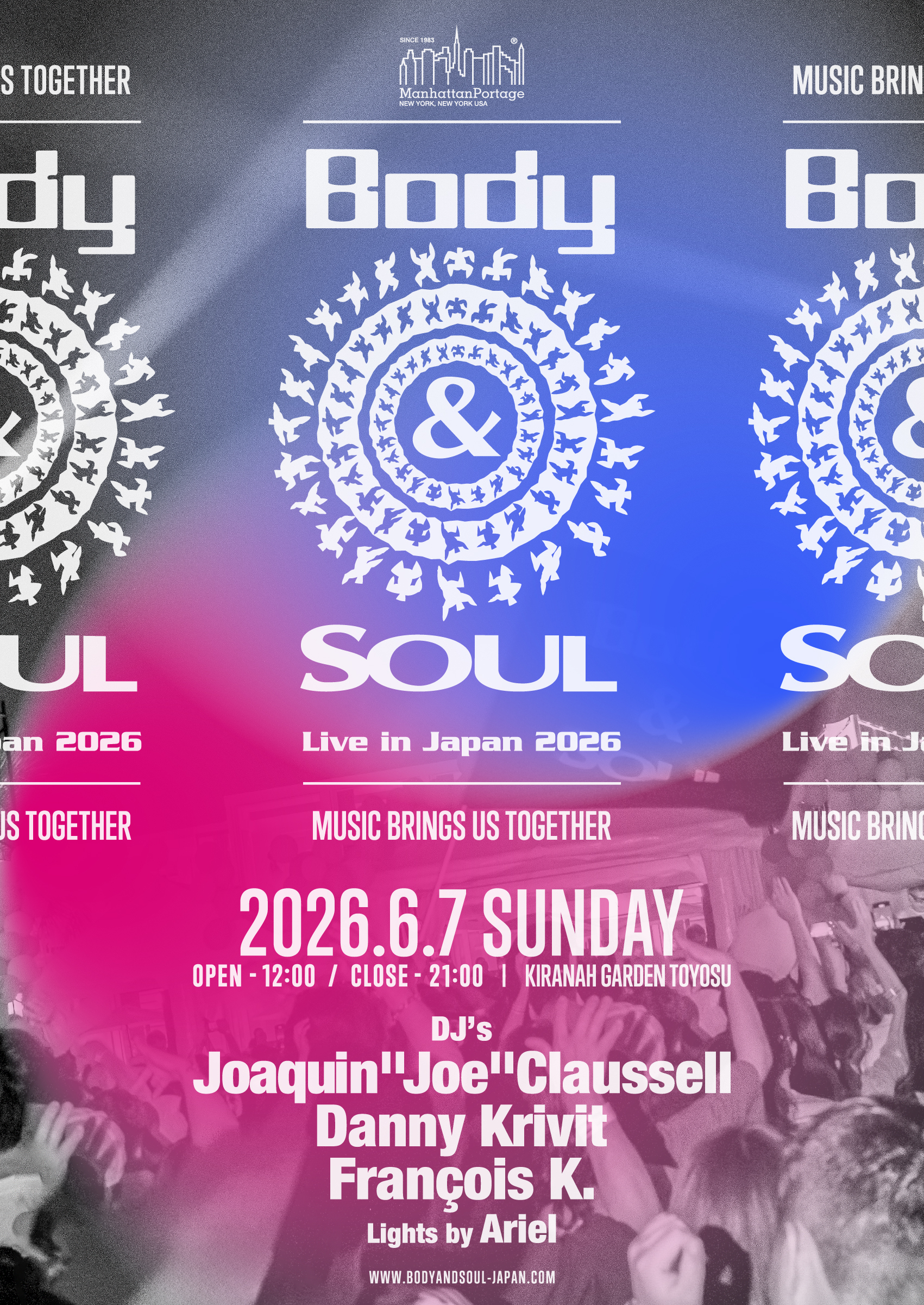 今年30周年を迎える伝説のパーティ＜Body&SOUL＞がキラナガーデン豊洲にて開催 01_Flyer